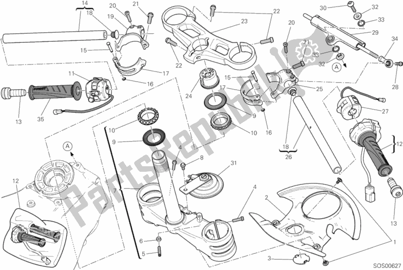 Wszystkie części do Semimanubri - Ammortizzatore Di Sterzo Ducati Superbike 1199 Panigale S ABS USA 2014